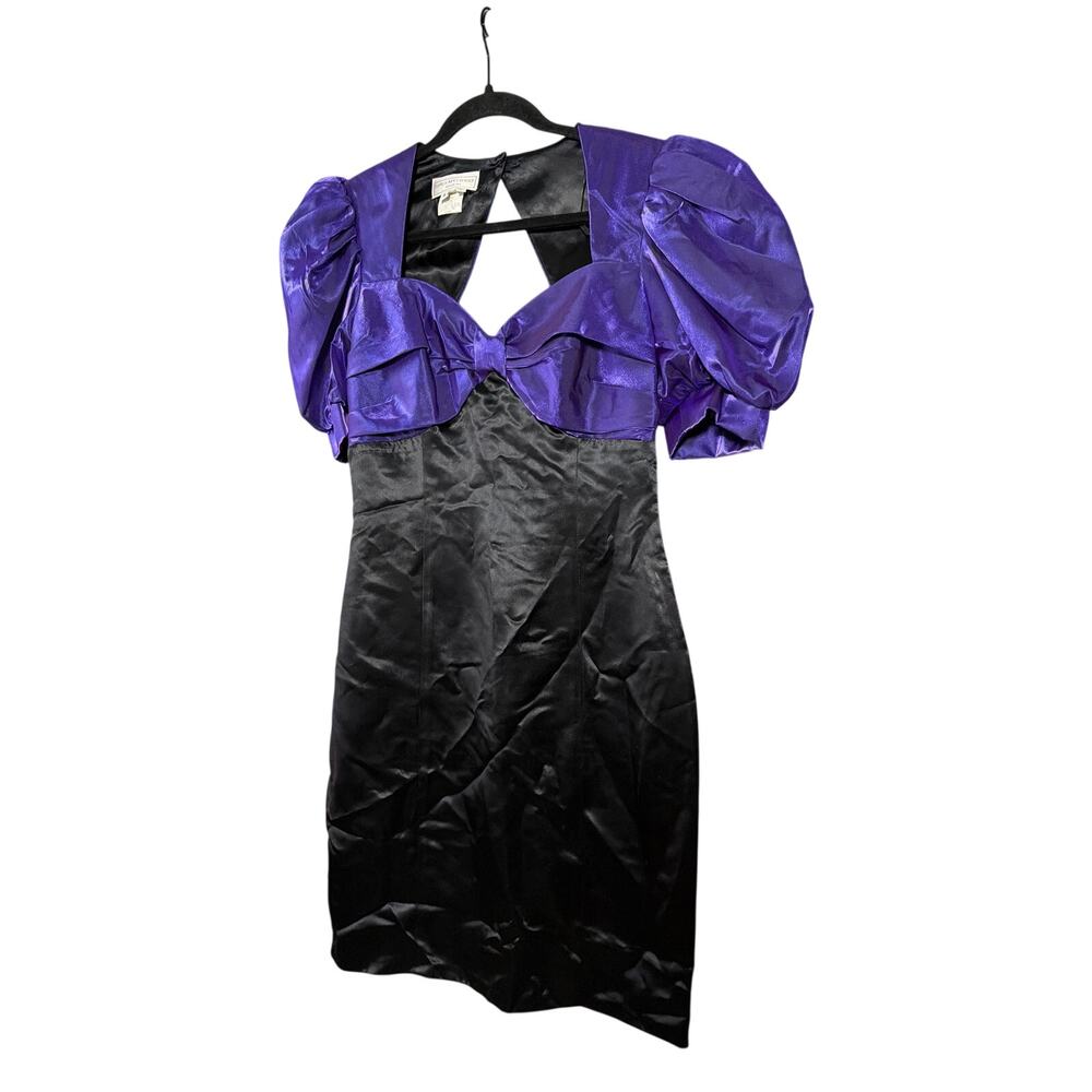 0253 Vintage Jessica McClintock Gunne Sax Purple Black Prom Dress Size 9